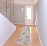 2' X 8' Beige Abstract Runner Rug