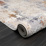 2' X 8' Beige Abstract Runner Rug