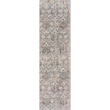 8' Cream Abstract Distressed Runner Rug