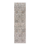 8' Cream Abstract Distressed Runner Rug