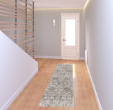 8' Cream Abstract Distressed Runner Rug