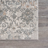 8' Cream Abstract Distressed Runner Rug