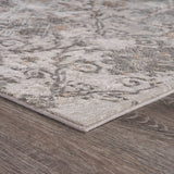 8' Cream Abstract Distressed Runner Rug