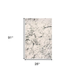 8' Beige Abstract Distressed Runner Rug