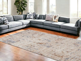 9' X 12' Ivory And Blue Abstract Area Rug
