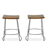 24" Antiqued White Solid Wood Backless Counter Height Bar Chair