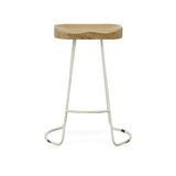 Set of Two 25" Natural And White Steel Backless Counter Height Bar Chairs