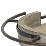 Set Of Two Brown Solid Wood Dish Candle Holders