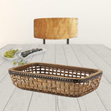 Set of Two Brown Solid Wood Serving Tray