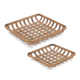 Set of Two Brown Solid Wood Cheese Boards