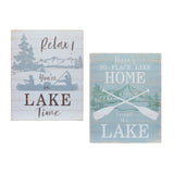 Set Of Two White Solid Wood Lake Wall Decor