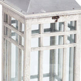 Set Of Two Gray Flameless Lantern Candle Holders