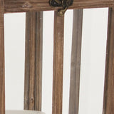 Set of Two Natural Solid Wood Ornate Tabletop Lantern Candle Holders