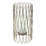 14" Gold Iron and Glass Tabletop Hurricane Candle Holder