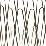 14" Gold Iron and Glass Tabletop Hurricane Candle Holder