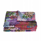 Red Knitted Cotton Floral Reversable Throw