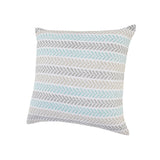 18" X 18" Green and White Chevron Cotton Zippered Pillow