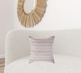 18" X 18" Purple Pink Gray And White 100% Cotton Chevron Zippered Pillow