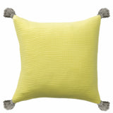 20" X 20" Yellow And Gray 100% Cotton Zippered Pillow