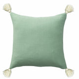 20" X 20" Green And Ivory 100% Cotton Zippered Pillow