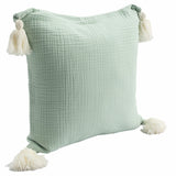 20" X 20" Green And Ivory 100% Cotton Zippered Pillow