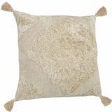 20" X 20" Cream And Beige Viscose Zippered Pillow