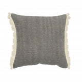 20" X 20" Gray And Ivory 100% Cotton Zippered Pillow