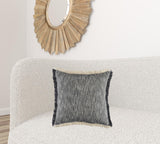 20" X 20" Gray And Ivory 100% Cotton Zippered Pillow