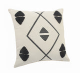 20" X 20" Cream Black And Gray 100% Cotton Geometric Zippered Pillow