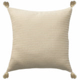 18" X 18" Beige And Ivory 100% Cotton Striped Zippered Pillow
