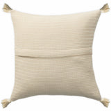 18" X 18" Beige And Ivory 100% Cotton Striped Zippered Pillow