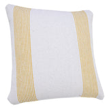 20" X 20" Yellow And White 100% Cotton Geometric Zippered Pillow