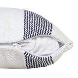 20" X 20" Deep Blue And White 100% Cotton Geometric Zippered Pillow