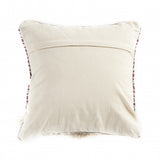 20" X 20" Maroon Red And Off-White 100% Cotton Striped Zippered Pillow
