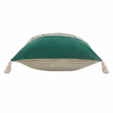20" X 20" Emerald Green And Off-White 100% Cotton Zippered Pillow