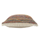 20" X 20" Beige Red Green Blue Yellow Orange And Pink 100% Cotton Geometric Zippered Pillow