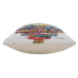 20" X 20" White Red Green Blue Yellow And Orange 100% Cotton Geometric Zippered Pillow