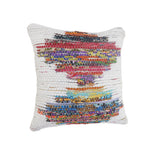 20" X 20" White Red Green Blue Yellow And Orange 100% Cotton Geometric Zippered Pillow