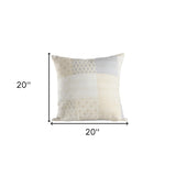 20" X 20" Pink And Off-White 100% Cotton Patchwork Zippered Pillow