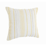 20" X 20" Yellow and White Striped Cotton Zippered Pillow