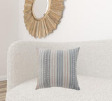 20" X 20" Yellow and White Striped Cotton Zippered Pillow