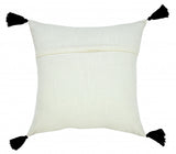20" X 20" Off-White Black And Cream 100% Cotton Geometric Zippered Pillow