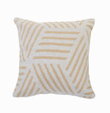 20" X 20" Tan And White 100% Cotton Geometric Zippered Pillow