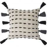 20" X 20" Black And Cream 100% Cotton Geometric Zippered Pillow