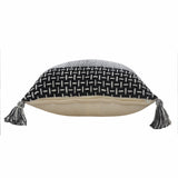 20" X 20" Black And White 100% Cotton Geometric Zippered Pillow