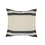 20" X 20" Ensign Blue White And Linen 100% Cotton Striped Zippered Pillow