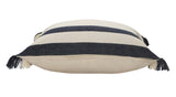 20" X 20" Ensign Blue White And Linen 100% Cotton Striped Zippered Pillow