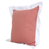 20" X 20" Deep Coral And White 100% Cotton Geometric Zippered Pillow