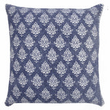 20" X 20" Twilight Blue And White 100% Cotton Geometric Zippered Pillow