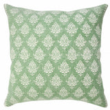 20" X 20" Green And White 100% Cotton Geometric Zippered Pillow